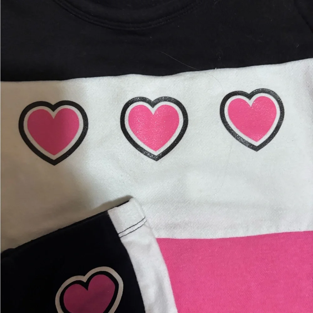 Children’s Place matching set Heart Design - Black, White, Pink 18-24 months - Picture 3 of 3